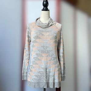 Absolutely Creative Worldwide Shimmering Aztec Cowl Neck Sweater (Medium)